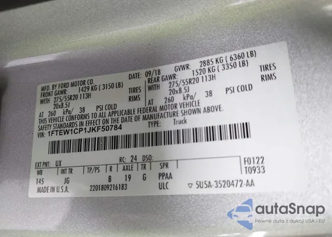 2018 Ford F-150 Xl from USA, damaged, VIN 1FTEW1CP1JKF50784